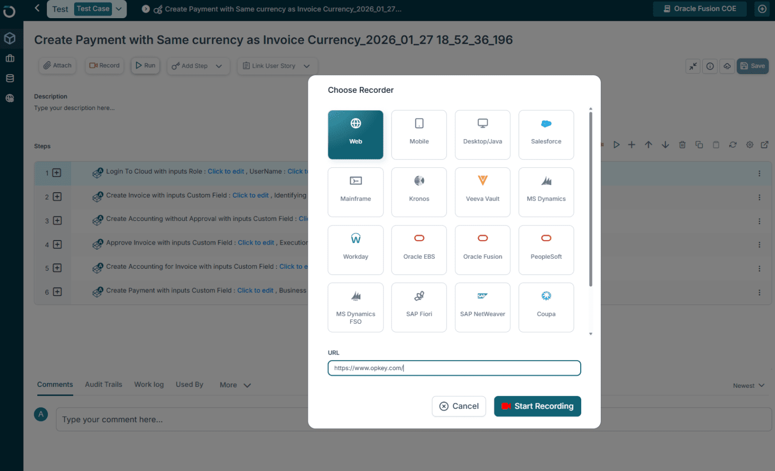 Pre-built ERP test case library